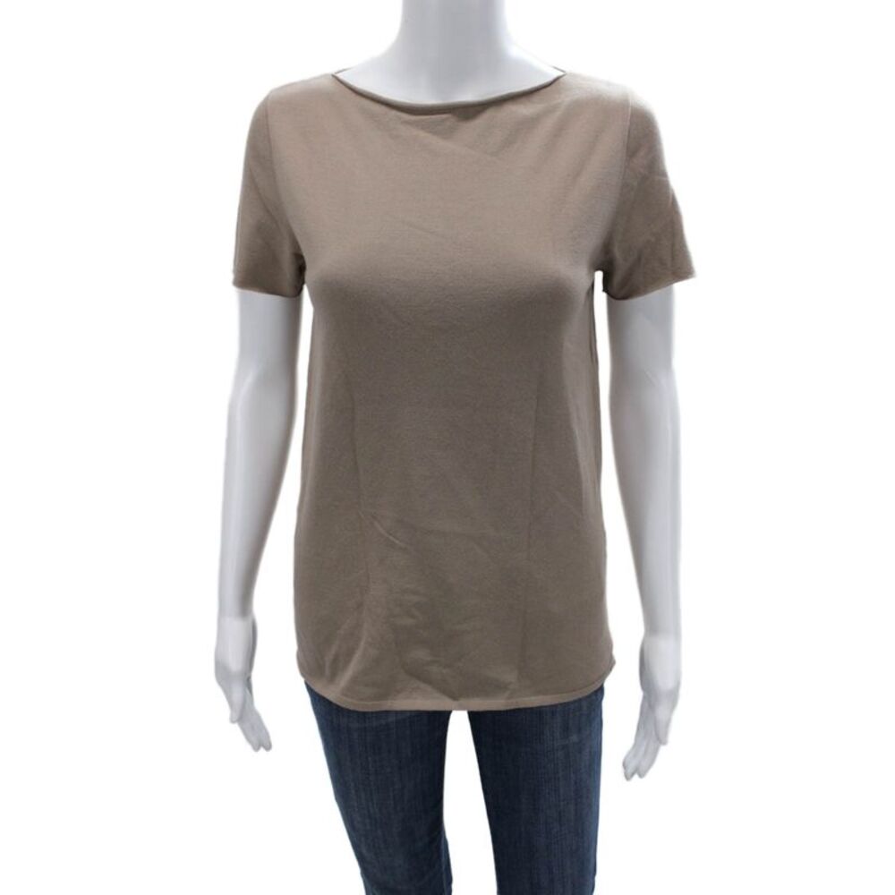 Sarah Pacini Womens Beige Short Sleeve Graphic Tee Size 00